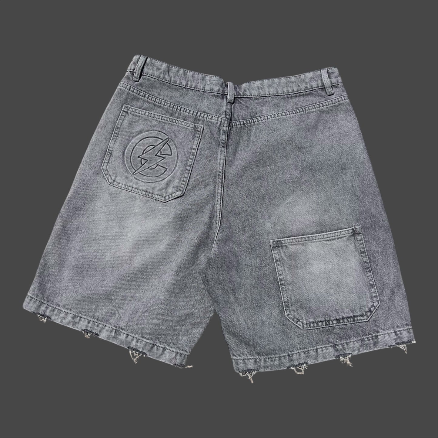 Grey Washed Denim Shorts